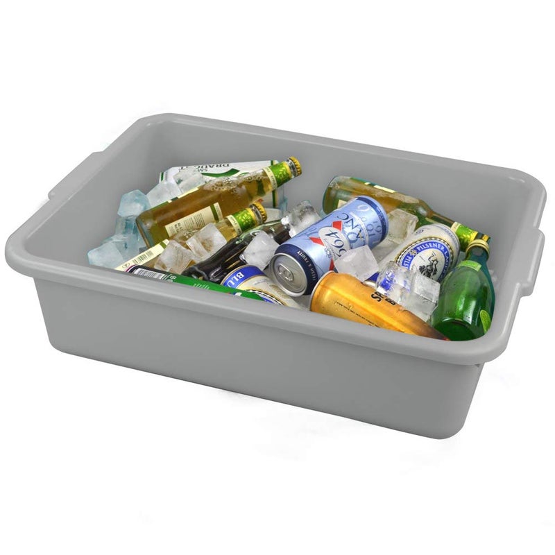 Anbers 13L/Grey Plastic Commercial Bus Box, Wash Tub Basin, 4 Packs - Image 3
